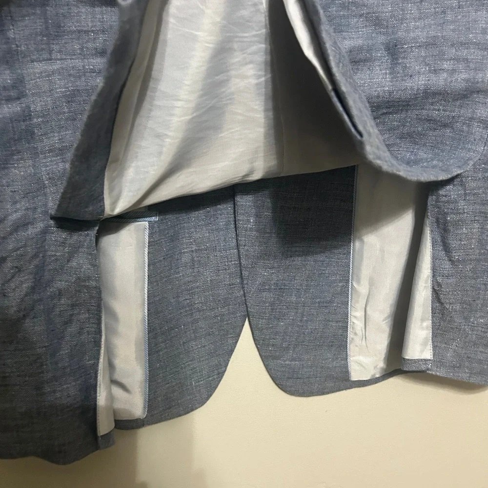 Jos. A. Bank Mens Blazer 44R Blue 100% Linen Tailored Fit Jacket Coastal Wedding
